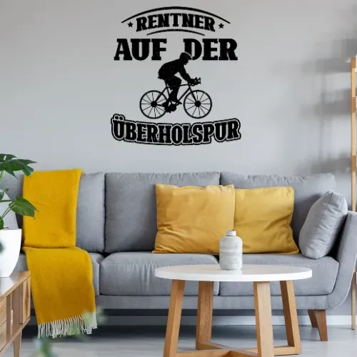 Rentner Radfahrer Überholspur - Opa Mountainbiker Sonstig. Wandtattoo Rentner Radfahrer Überholspur - Opa Mountainbiker Wandtattoo