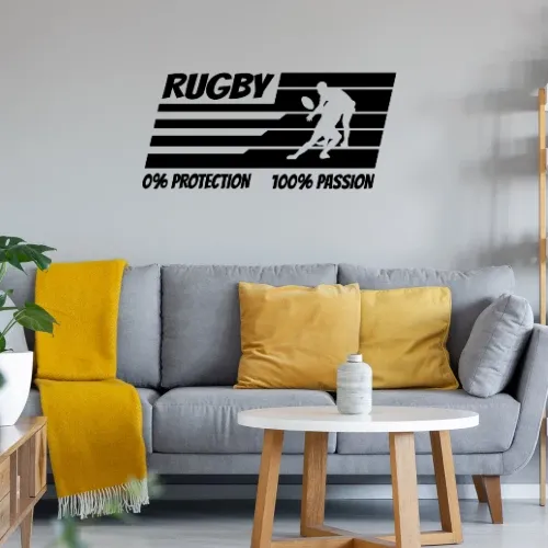 Rugby Zero Protection Much Passion Sportler Spruch Wandtattoo