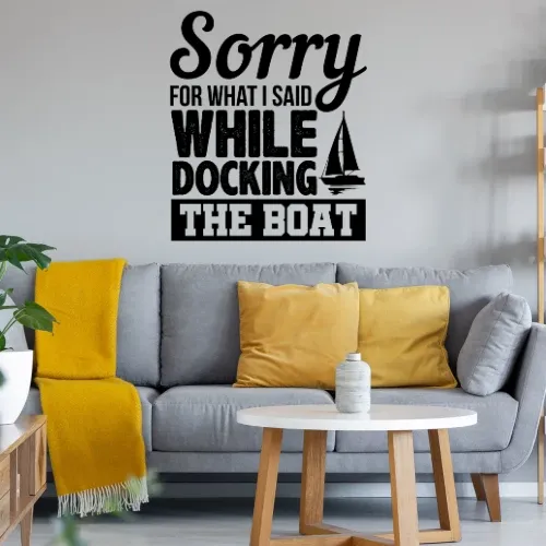 Schimpfender Bootsfahrer, Segelboot Fahrer Wandtattoo