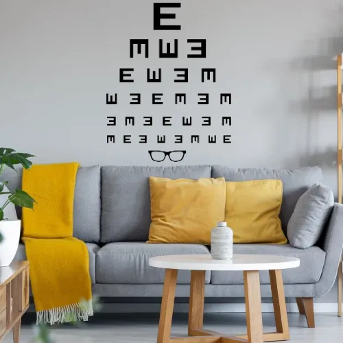 Sehtest mit Brille schwarz weiß Sonstig. Wandtattoo