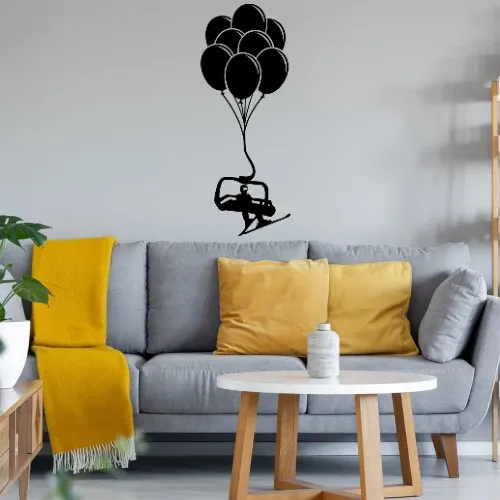 Sessellift mit Skifahrer an Luftballons Sonstig. Wandtattoo