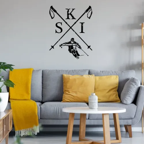 Ski Abfahrt Skistoecke Skistock Kreuz Wappen Sonstig. Wandtattoo Ski Abfahrt Skistoecke Skistock Kreuz Wappen Wandtattoo