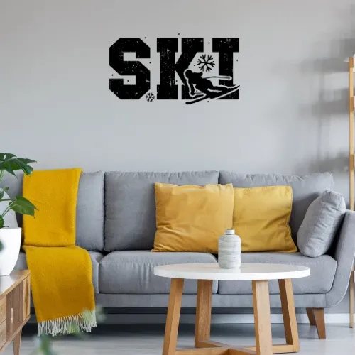 Ski Skifahrer Skifahren Skiurlaub Winterurlaub Wandtattoo