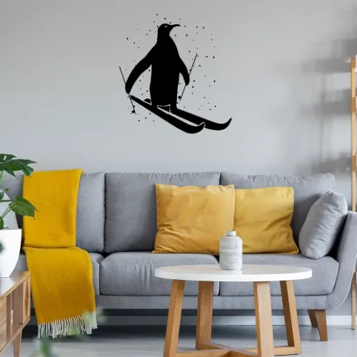 Skifahrer Pinguin Apres Ski Skiurlaub Skipiste Wandtattoo