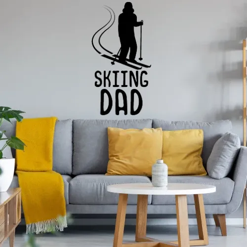Skifahrer Vater Silhouette Wandtattoo