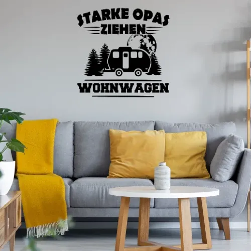 Starker Opa Wohnwagen Camping Großvater Geschenk Wandtattoo