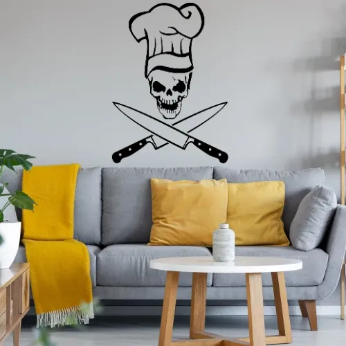 Totenkopf mit Kochmütze und Messer Sonstig. Wandtattoo