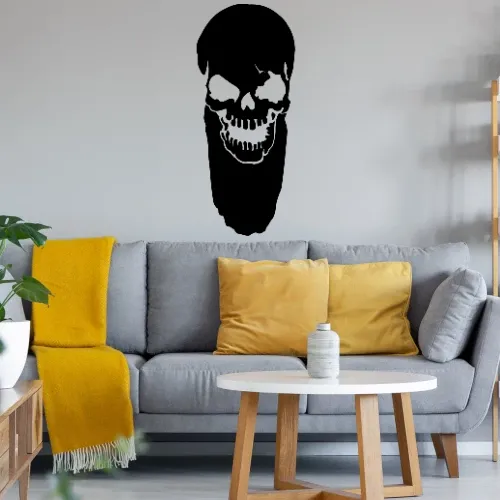 Totenschädel mit Bart Wandtattoo