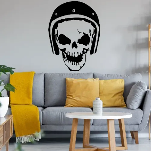 Totenschädel mit Rollerhelm Wandtattoo