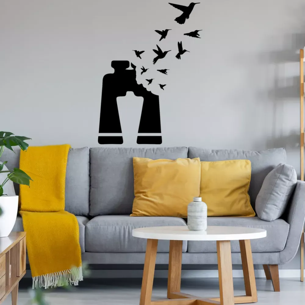 Vogelbeobachter Fernglas Vintage Birdwatcher Wandtattoo Sonstig. Wandtattoo