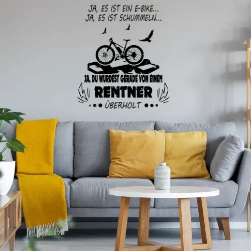 Von Ebike Rentner überholt - Fahrrad Rente Spruch Wandtattoo