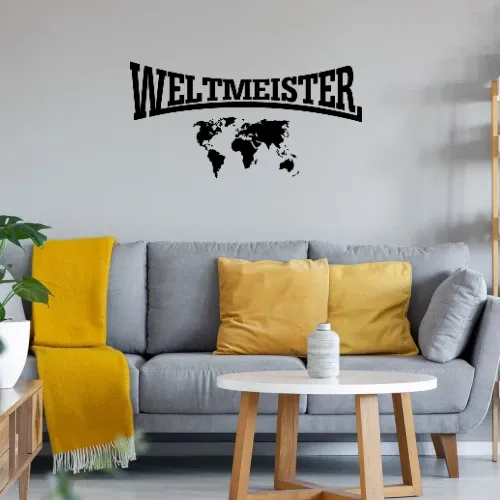Weltmeister mit Weltkarte Wandtattoo