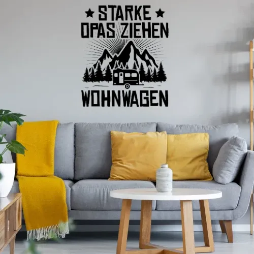 Wohnwagen Caravan Camping Opa Großvater Geschenk Wandtattoo