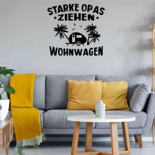 Wohnwagen Opa Caravan Camping Großvater Geschenk Wandtattoo