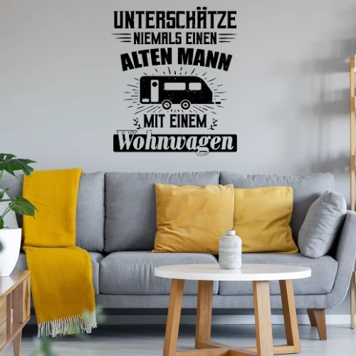 Wohnwagen Rentner Camping Camper Alter Mann Spruch Wandtattoo