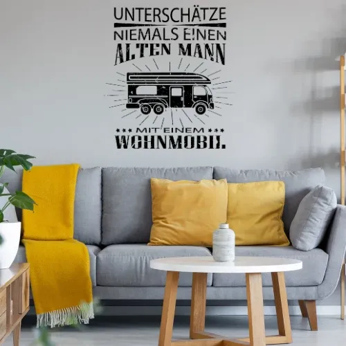 Womo Camping, Alter Mann Wohnmobil Camping Rente Sonstig. Wandtattoo Womo Camping, Alter Mann Wohnmobil Camping Rente Wandtattoo