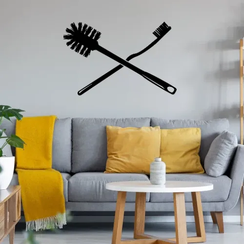 Zahnbürste und Klobürste Wandtattoo