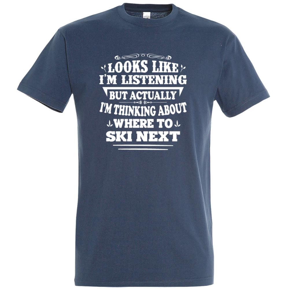 Ski Skifahrer Skifahren Thinking Where To Ski Next T-Shirt